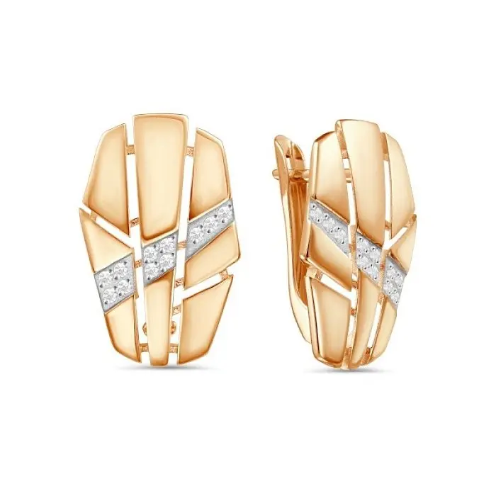 Серьги с английским замком из красного золота