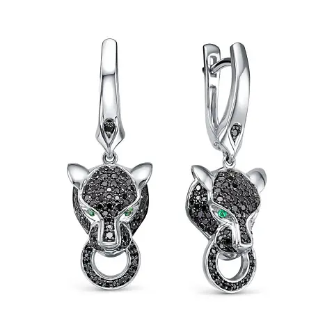 Серьги подвесные из белого золота