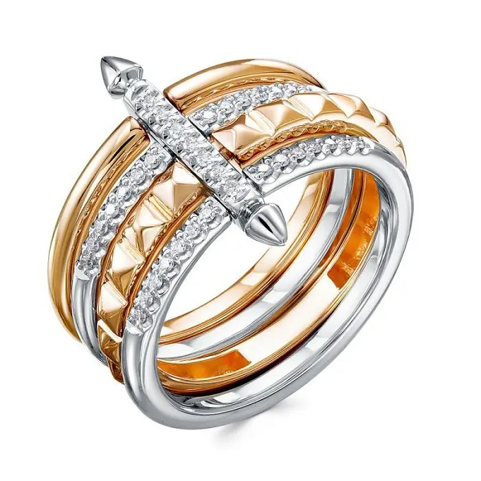 Кольцо декоративное из комбинированного золота