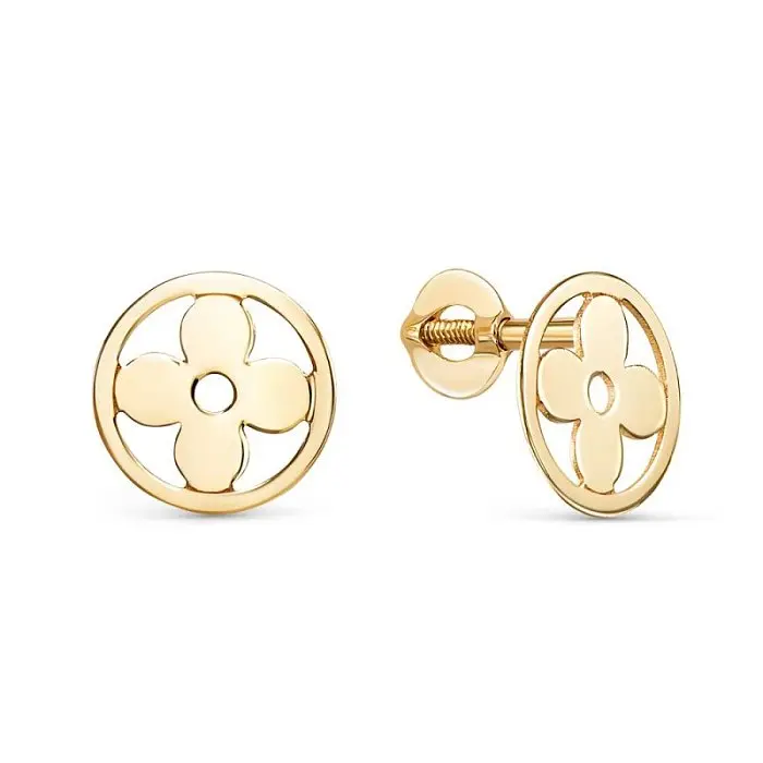 Серьги пуссеты из красного золота