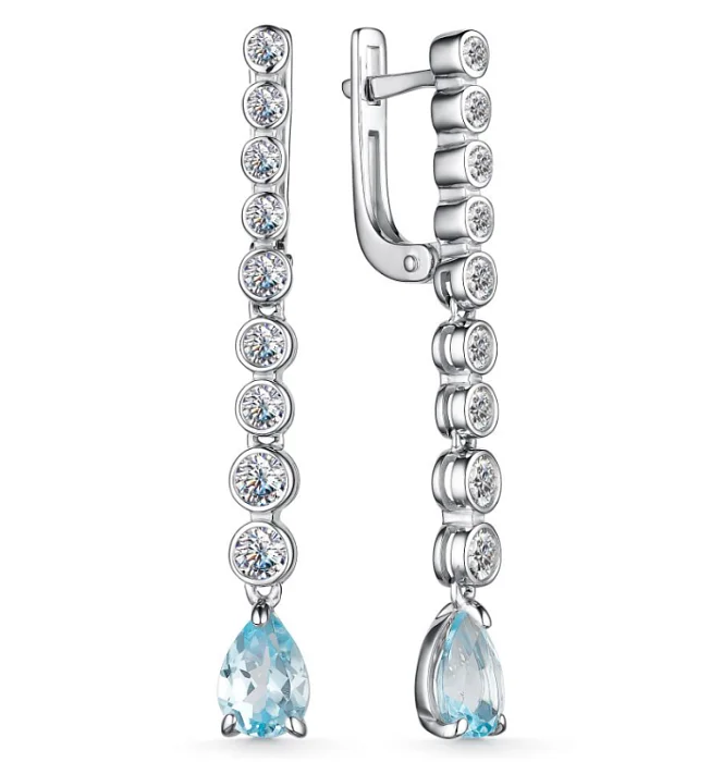 Серьги подвесные из серебра