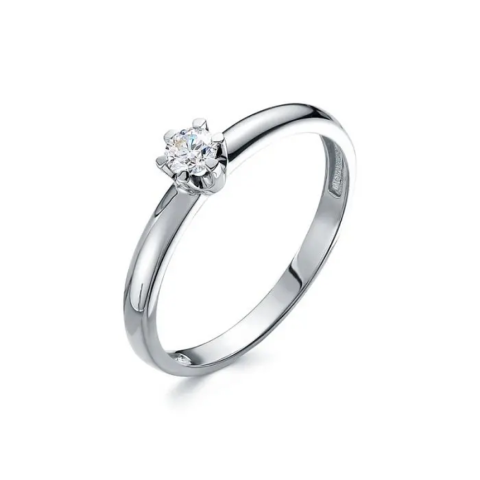 Кольцо помолвочное из белого золота