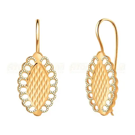 Серьги петельки из красного золота