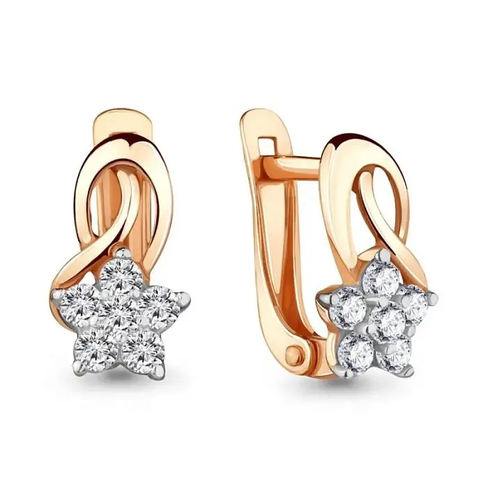 Серьги с английским замком из красного золота