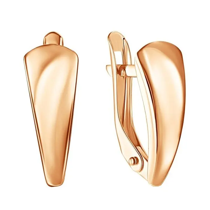 Серьги с английским замком из красного золота