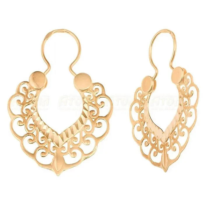 Серьги петельки из красного золота