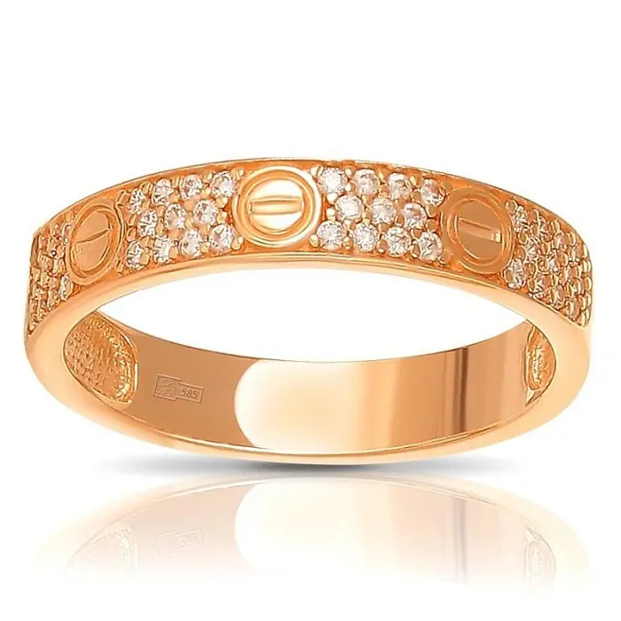 Кольцо декоративное из белого золота с фианитами