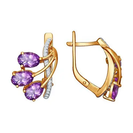 Серьги с английским замком из красного золота