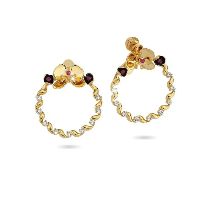 Серьги конго из желтого золота