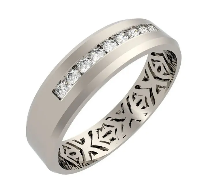 Кольцо обручальное из белого золота