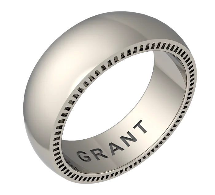 Кольцо обручальное из белого золота вид 1