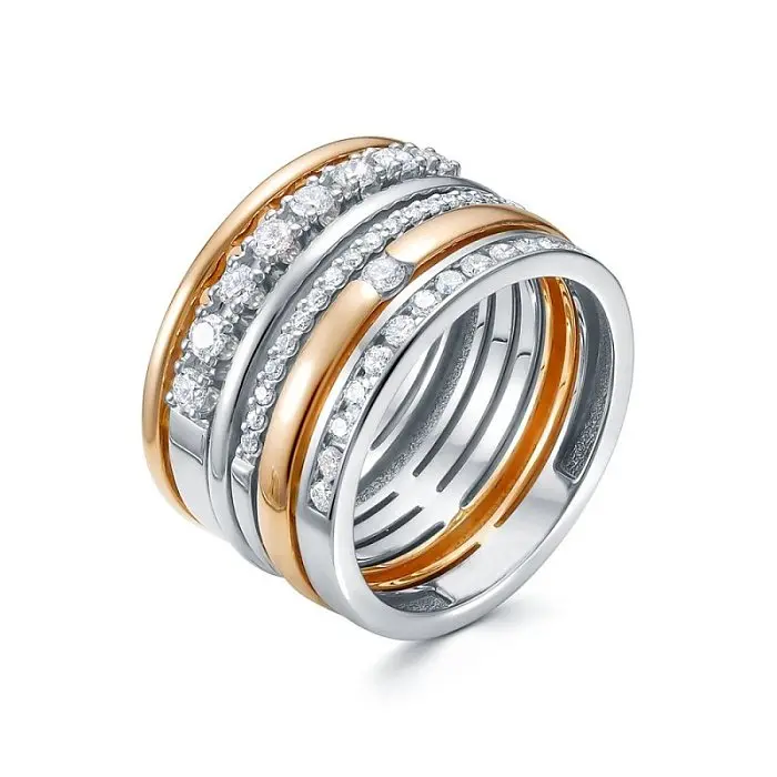 Кольцо декоративное из комбинированного золота