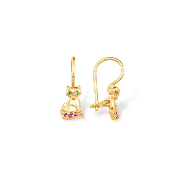 Серьги детские из красного золота