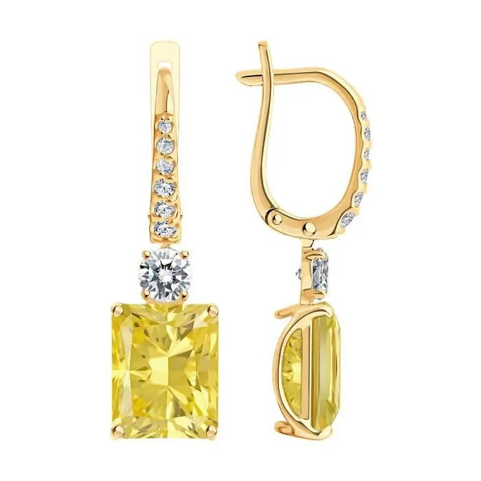 Серьги подвесные из красного золота