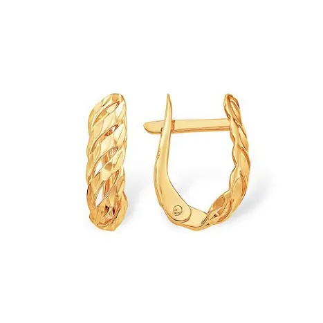 Серьги с английским замком из красного золота