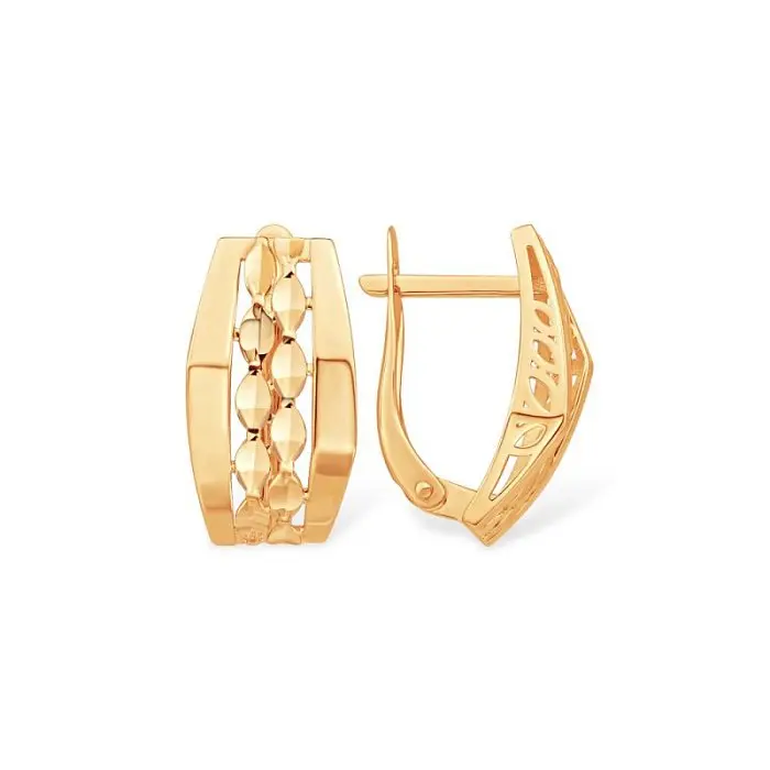 Серьги с английским замком из красного золота