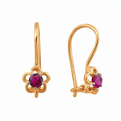 Серьги детские из красного золота