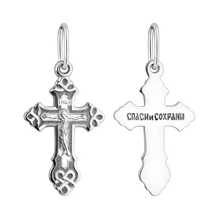 Подвеска крест из черного серебра