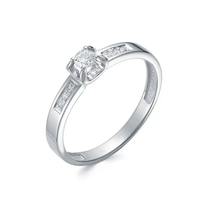 Кольцо помолвочное из белого золота