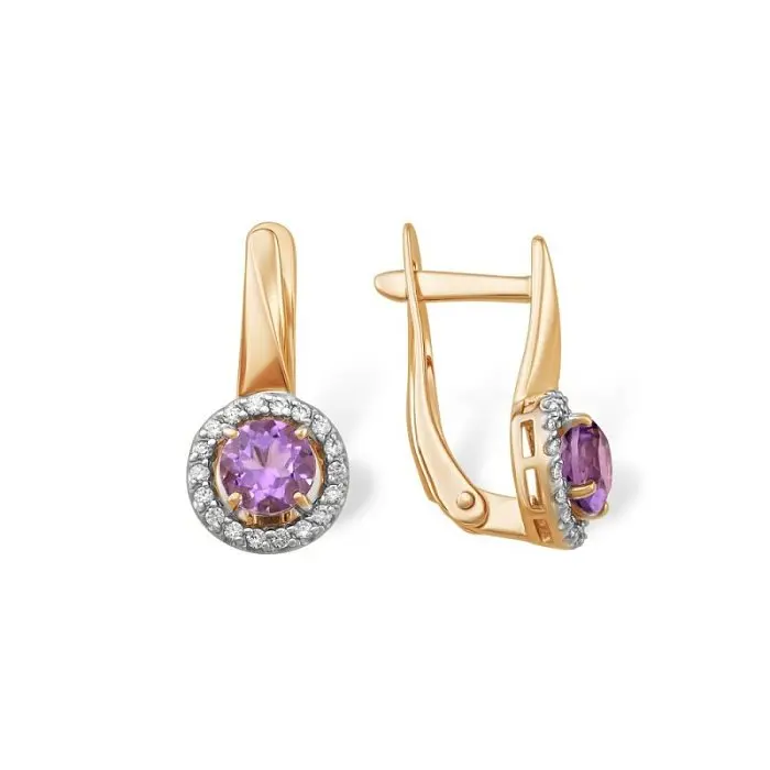 Серьги с английским замком из красного золота