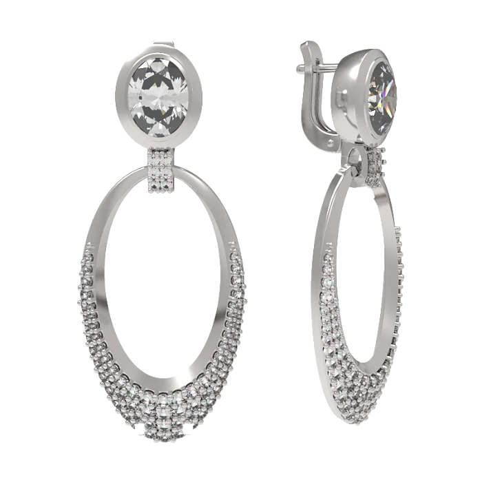 Серьги подвесные из серебра