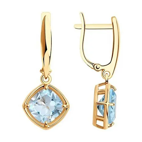 Серьги подвесные из красного золота
