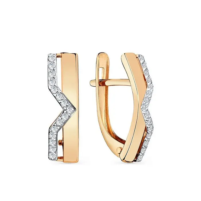 Серьги с английским замком из красного золота