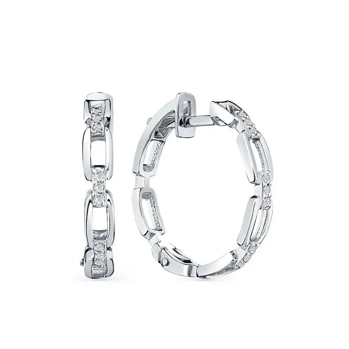 Серьги конго из белого золота