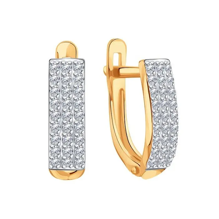 Серьги с английским замком из комбинированного золота