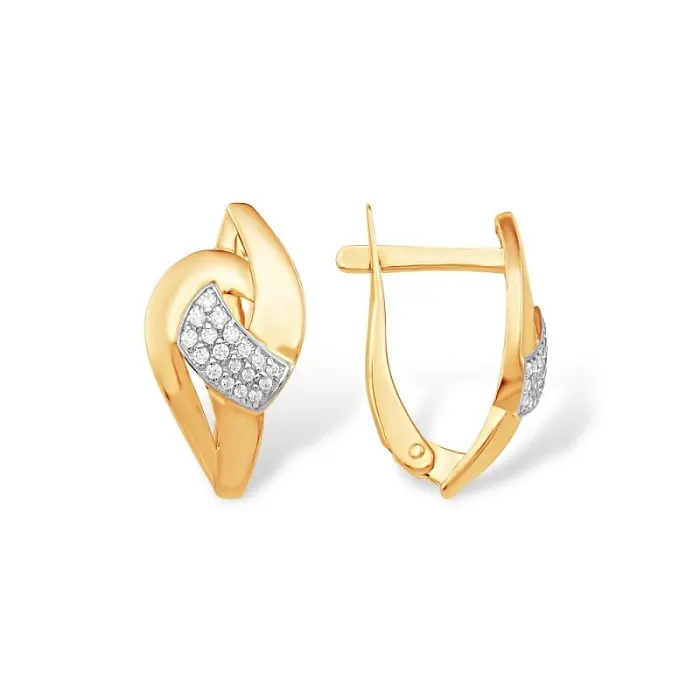 Серьги с английским замком из красного золота
