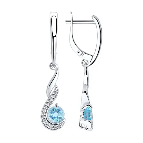 Серьги подвесные из серебра