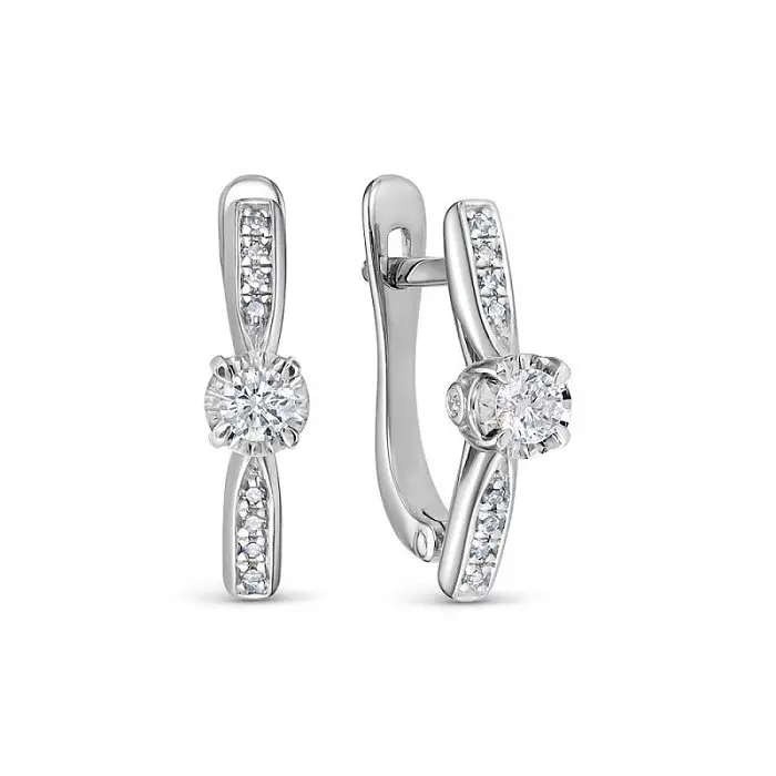 Серьги с английским замком из белого золота