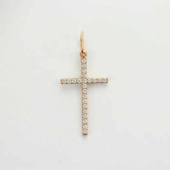 Подвеска декоративный крест из красного золота