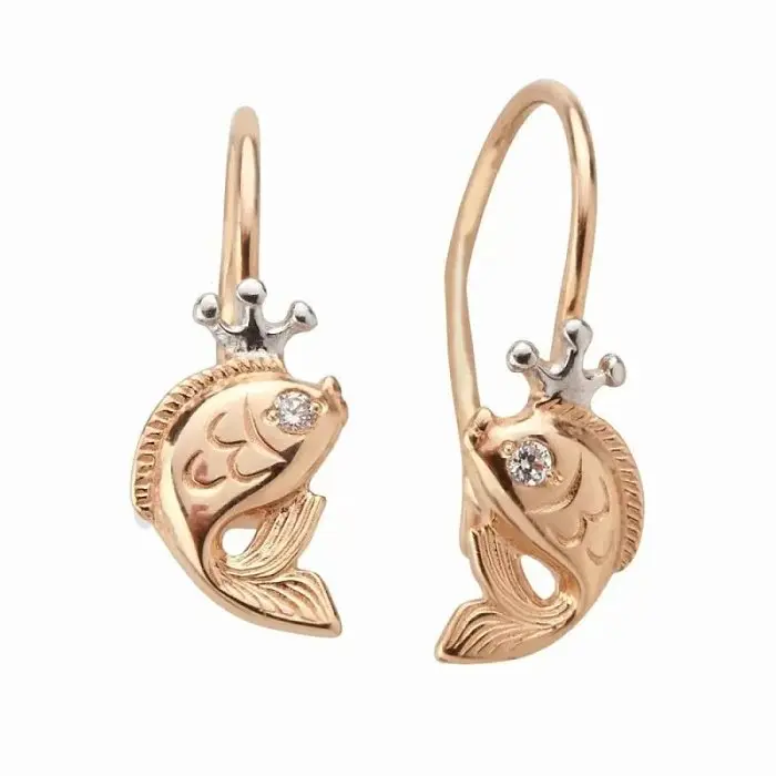Серьги детские из красного золота