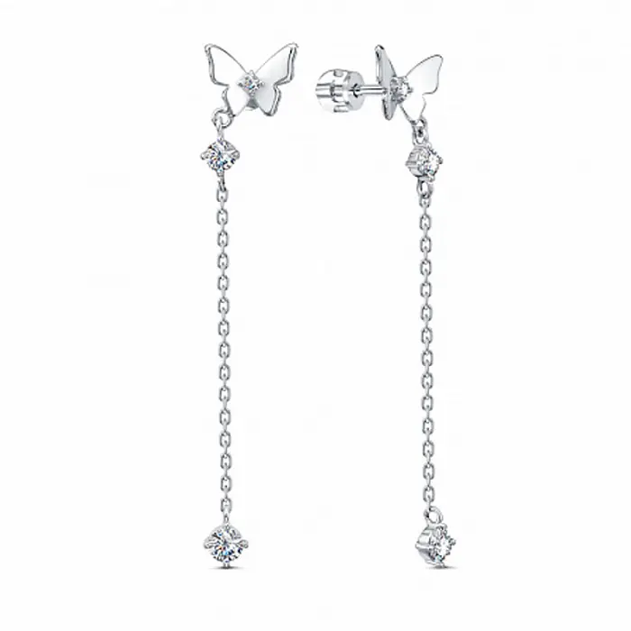 Серьги подвесные из серебра