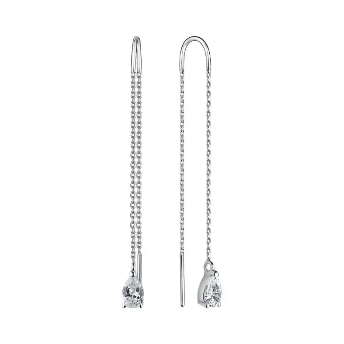 Серьги цепочки из серебра