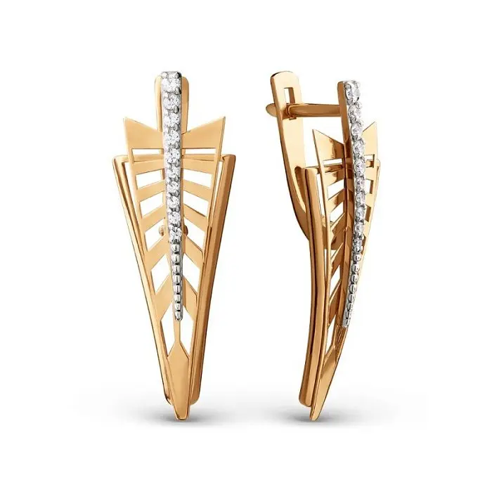 Серьги с английским замком из красного золота