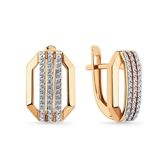 Серьги с английским замком из красного золота