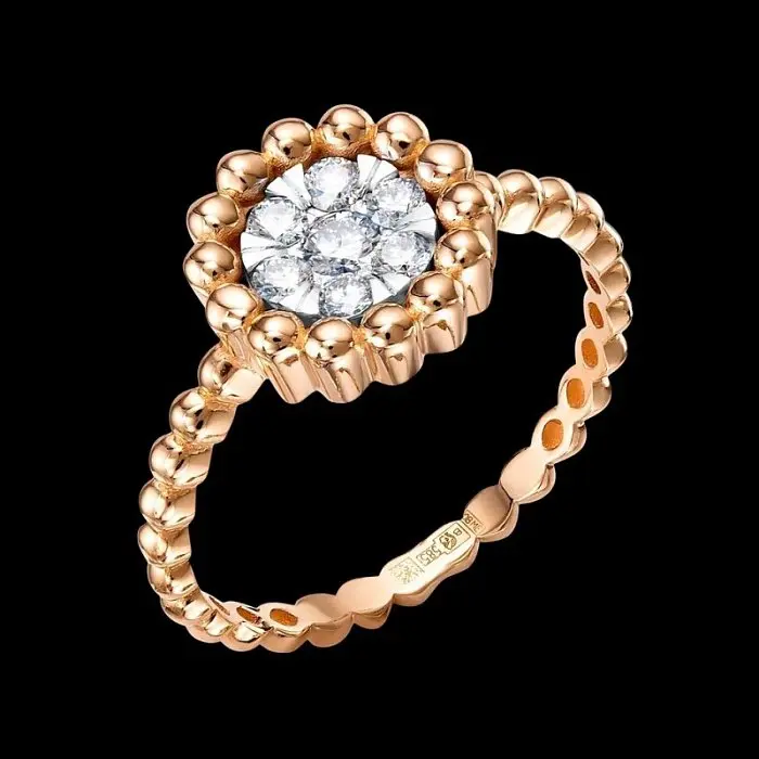 Кольцо декоративное из комбинированного золота вид 1