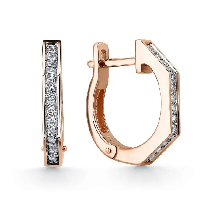 Серьги с английским замком из комбинированного золота