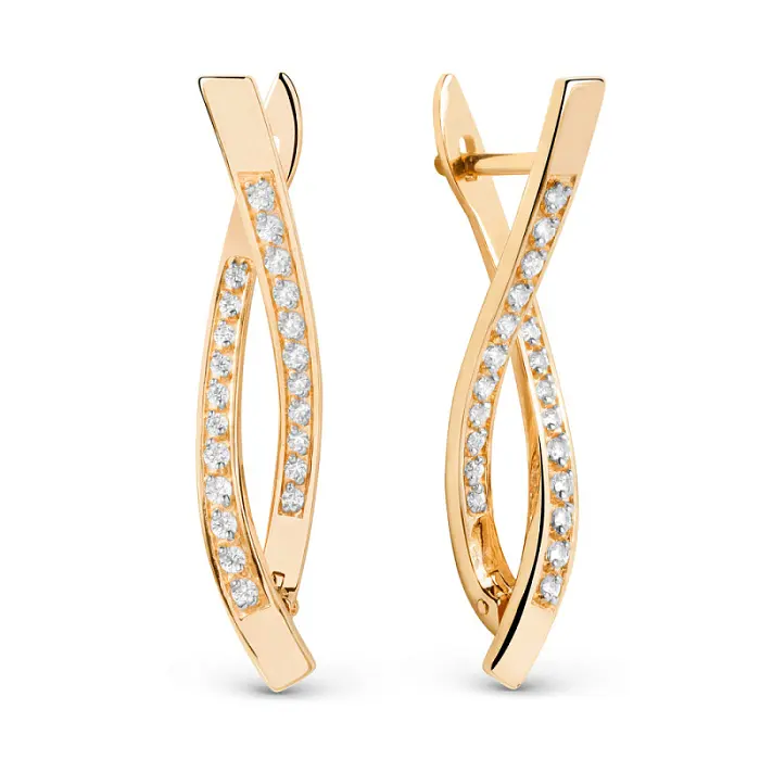 Серьги с английским замком из красного золота