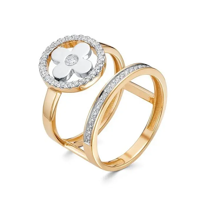 Кольцо декоративное из комбинированного золота