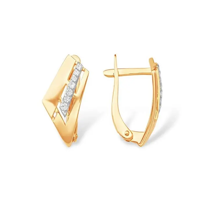 Серьги с английским замком из красного золота