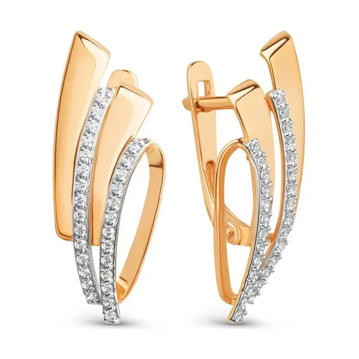 Серьги с английским замком из красного золота