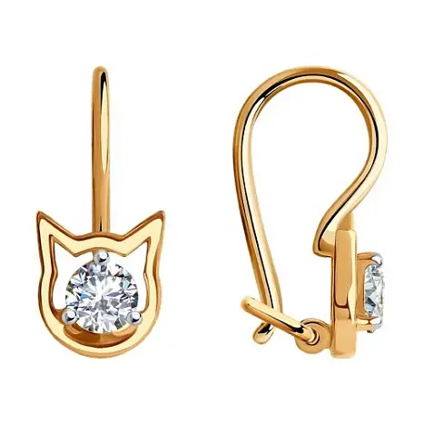 Серьги детские из красного золота