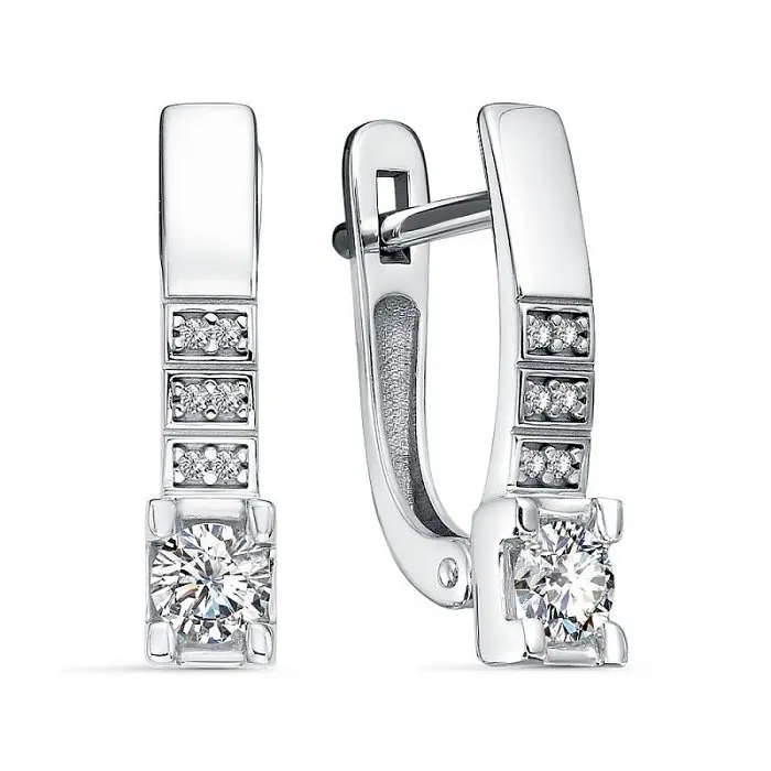 Серьги с английским замком из белого золота