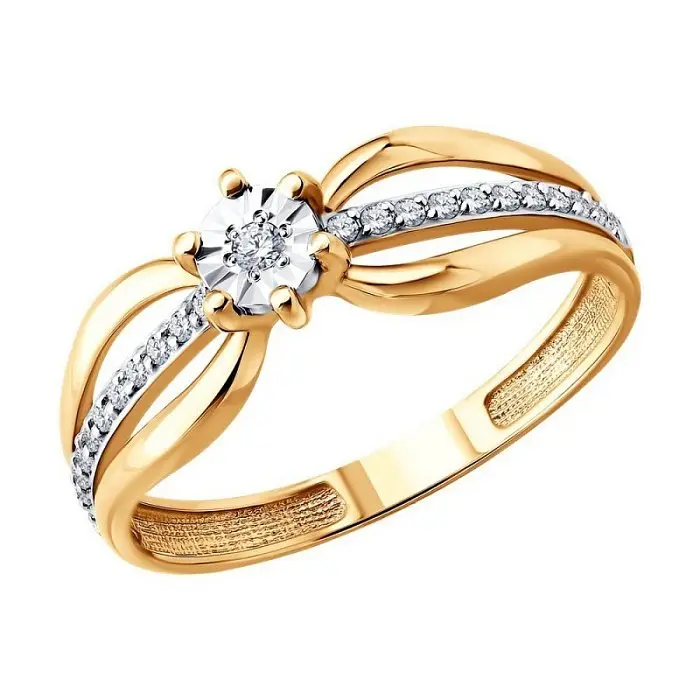 Кольцо декоративное из комбинированного золота