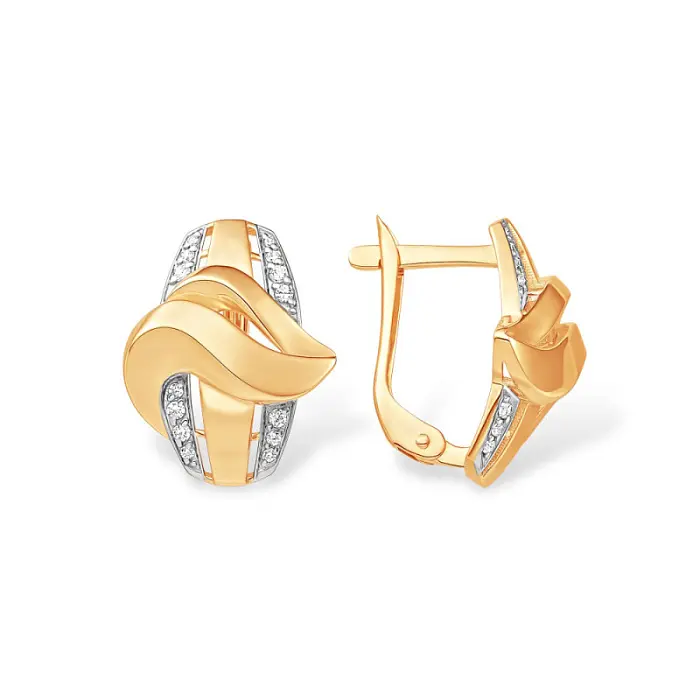 Серьги с английским замком из красного золота