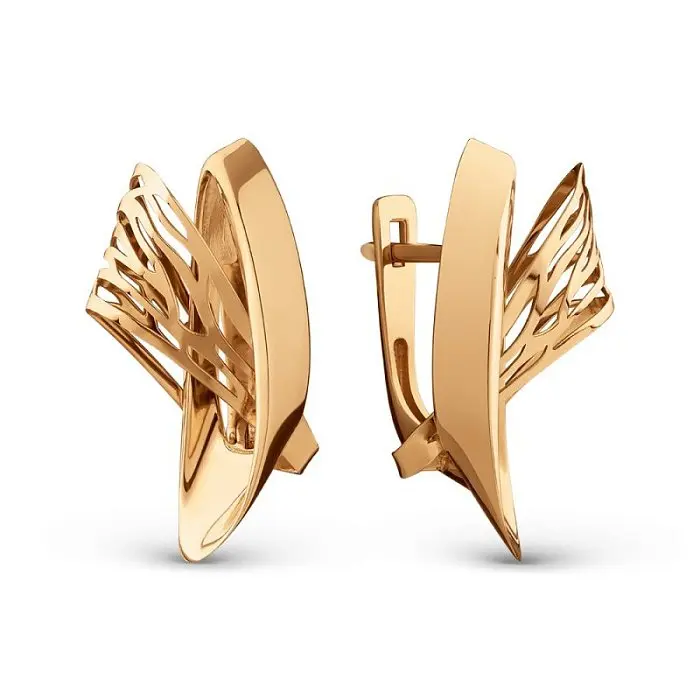 Серьги с английским замком из красного золота