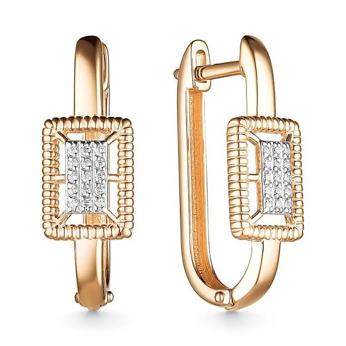 Серьги с английским замком из красного золота